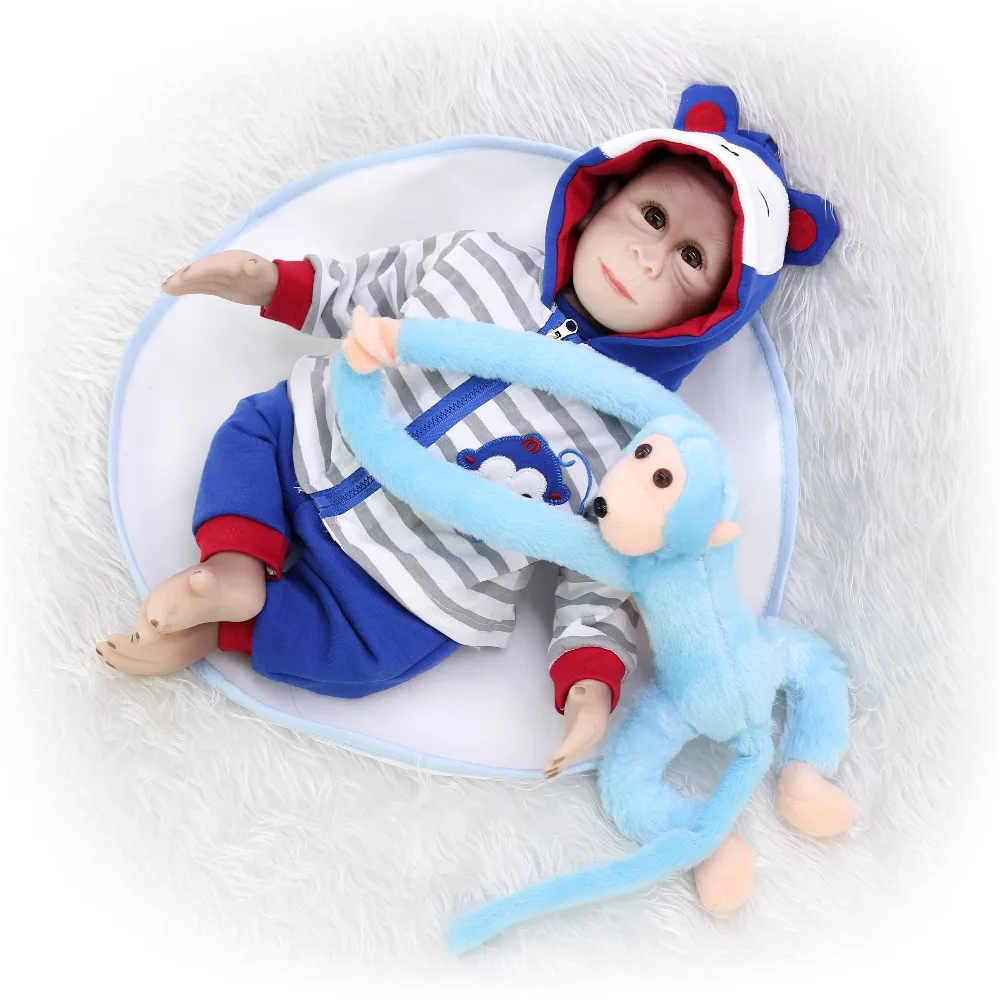 Кукла reborn Monkey 19 &quot46 см Реалистичная мягкая силиконовая виниловая для
