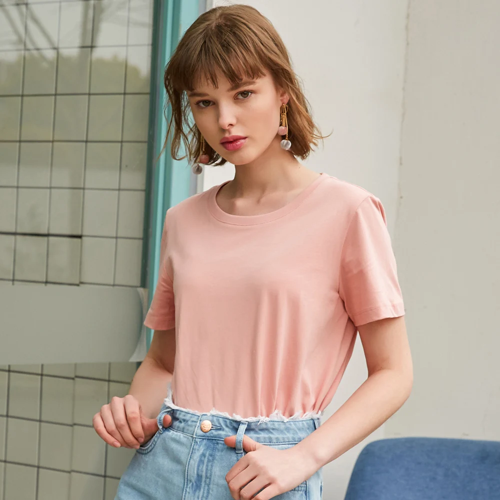 Metersbonwe хлопок Harajuku эстетика футболка сплошной цвет короткий рукав Топы И Футболки модные повседневные парные футболки