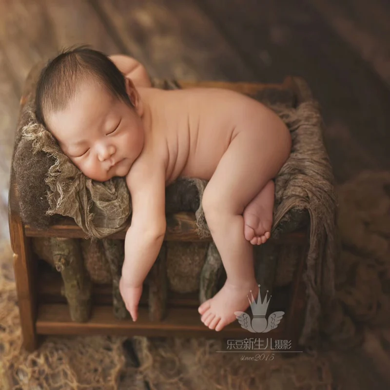 Фон для фотосъемки новорожденных, деревянная кровать для детской фотосессии, студийный реквизит, аксессуары для фотосъемки новорожденных