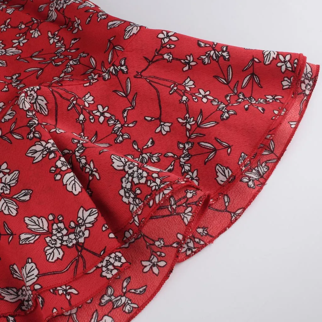 Женское платье Boho Пляжное с цветочным принтом и треугольным вырезом для