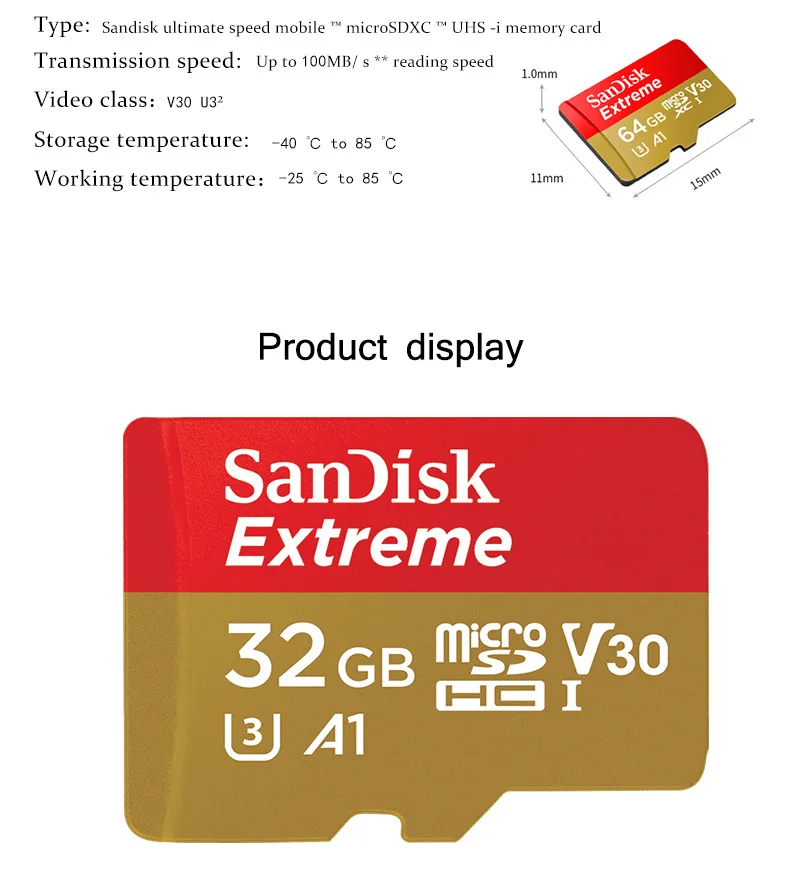 Оригинальная SanDisk карта памяти максимальная скорость чтения 160 МБ/с./с 64 Гб 128 ГБ A2 U3 Micro SD карта V30 UHS-I 32 Гб A1 Экстремальная TF карта Microsd
