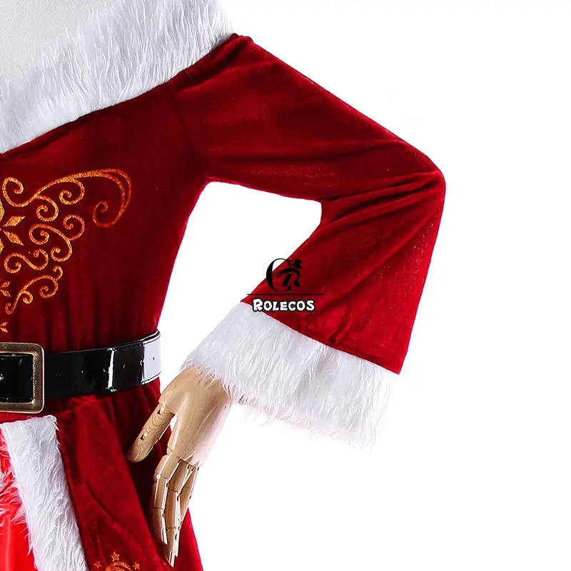 Рождественское платье ROLECOS костюм Санта Клауса для косплея красный женский