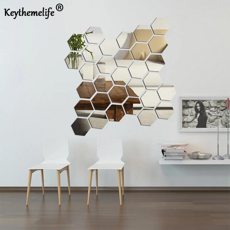 12 шт./лот 3D акриловые зеркальные настенные наклейки декоративные Diy домашний