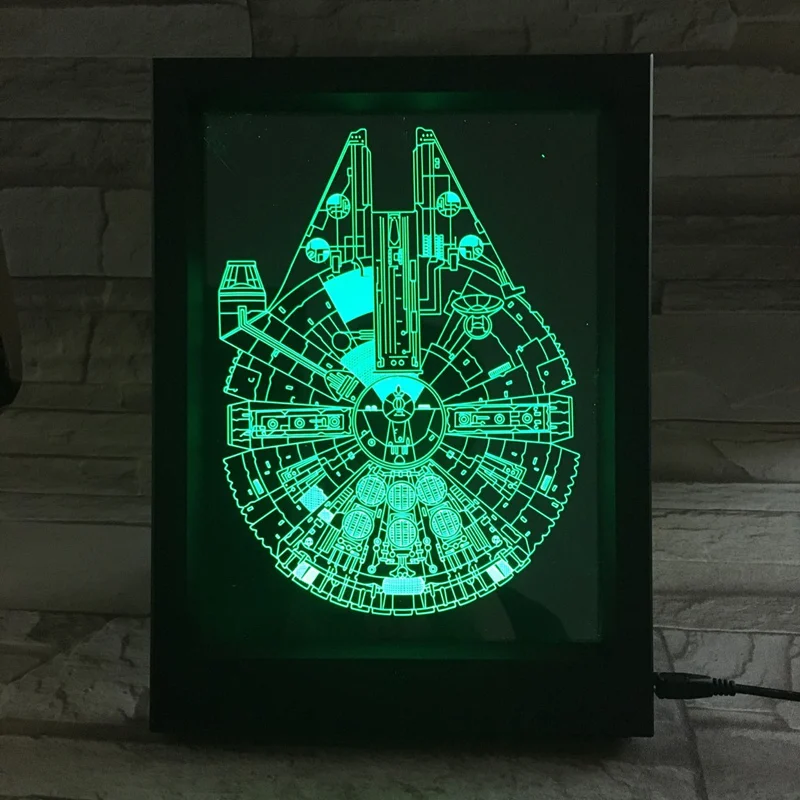 

Colorful USB Star Wars Millennium Falcon 3D Frame Night Light LED Acrylic Remote Control Lamp Bedroom Home Decoration Lighting