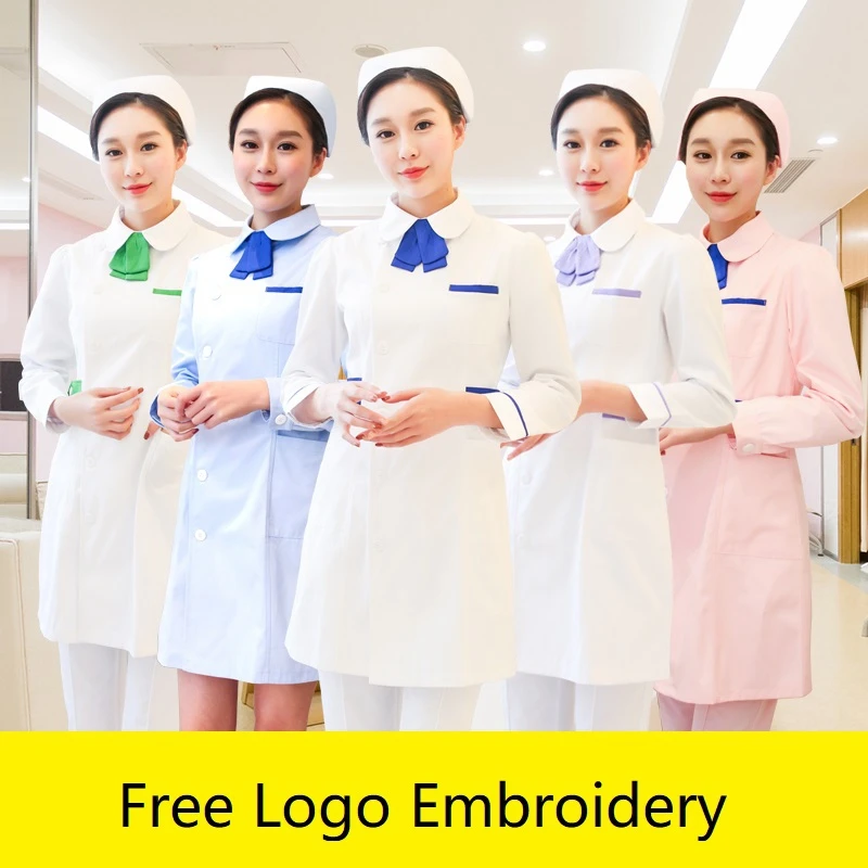 Модная Больничная одежда для медсестер изготовленный на заказ логотип с длинным
