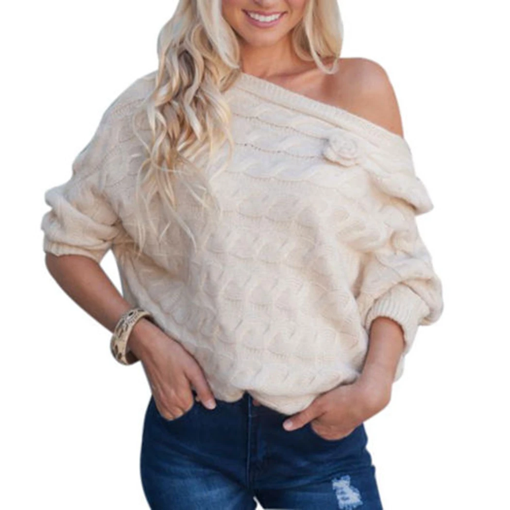 Сексуальный свитер с вырезом лодочкой для женщин 2018 новый весенне-осенний