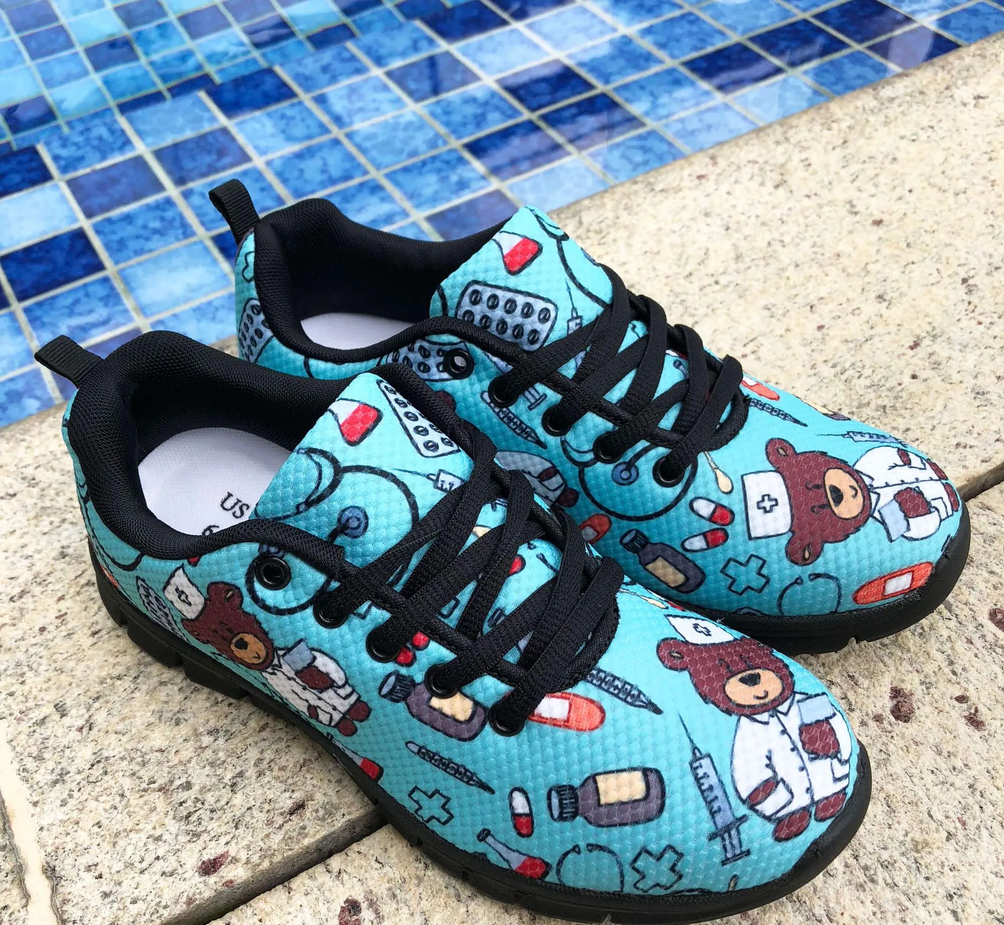 

doginthehole Flat Shoes Women Cute Bichon Printing Spring Summer Flats Ladies Breathable Mesh Shoes for Females Fashion Sneakers