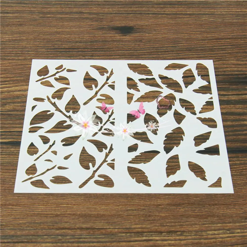 Листья ветви дерева многоразовые трафареты аэрограф живопись на холсте торт