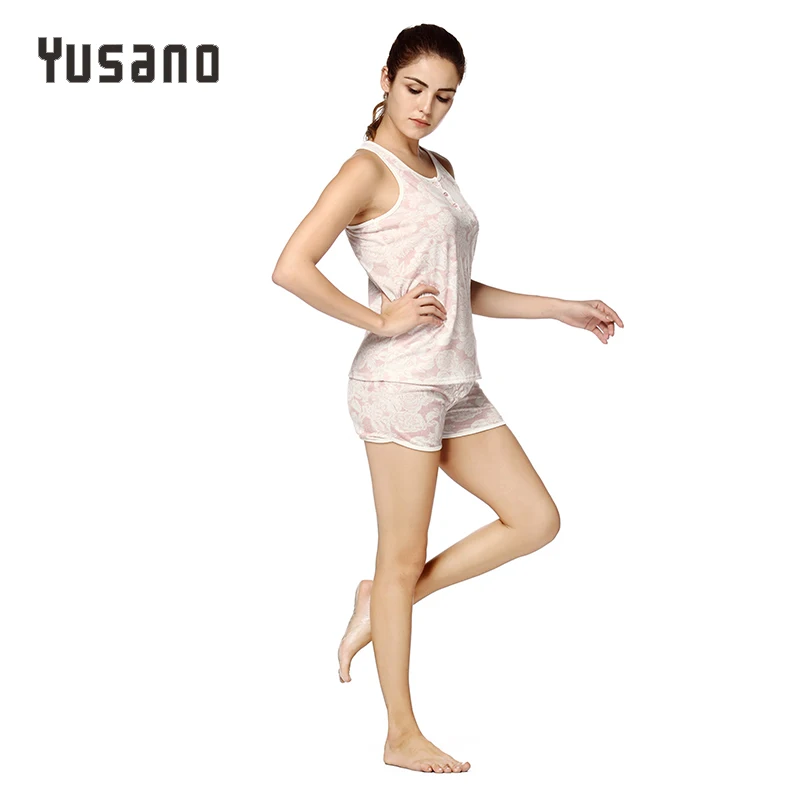 Женский пижамный комплект с шортами Хлопковая пижама без рукавов пуговицами