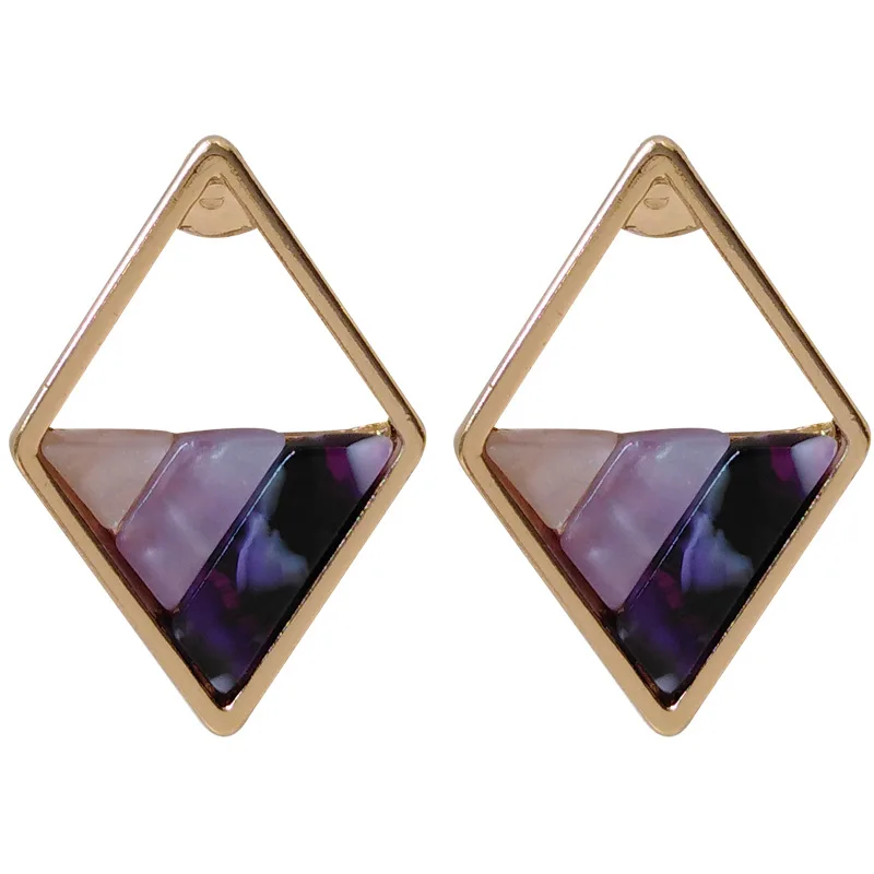 8Seasons Fashion Stud Earrings Pink Contracted Lozenge Color Contrast Female Lady Geometric Charms 1 Pair | Украшения и