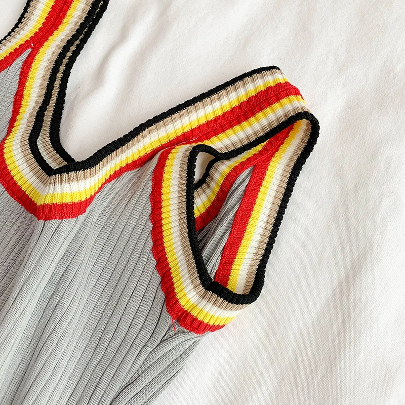 2019 новые женские модные платья Радуга красный край эластичное трикотажное