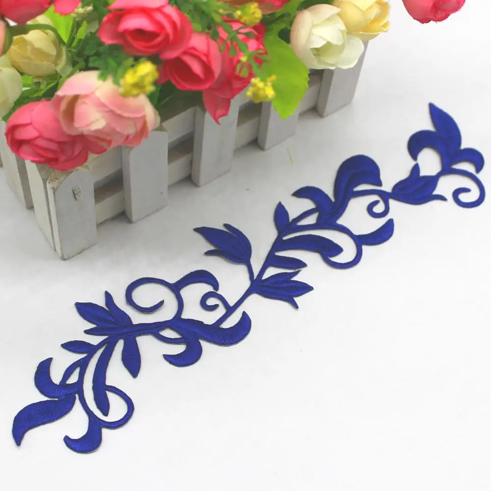 RoyalBlue YACKALASI, 10 шт./лот, 3D, золотая вышивка, кружевные аппликации, утюжок на фиксации, аппликация, одежда, отделка, палочка, нашивки, утюжок на 24*6 см - Цвет: RoyalBlue