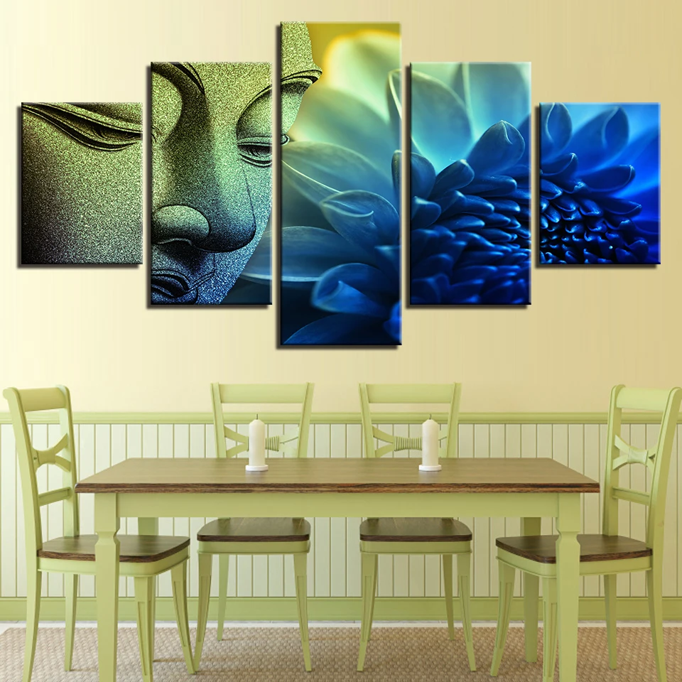 Холст Плакаты Wall Art HD печатает фотографии 5 шт. в форме головы Будды портрет