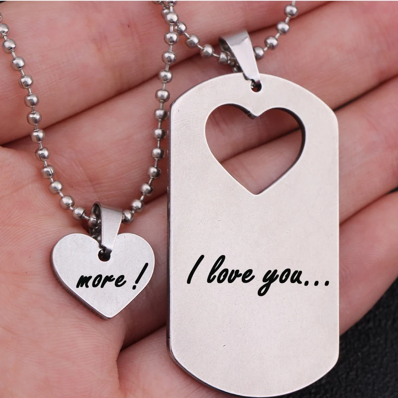 Креативное высококачественное ожерелье с подвеской гравировкой надписью I Love You