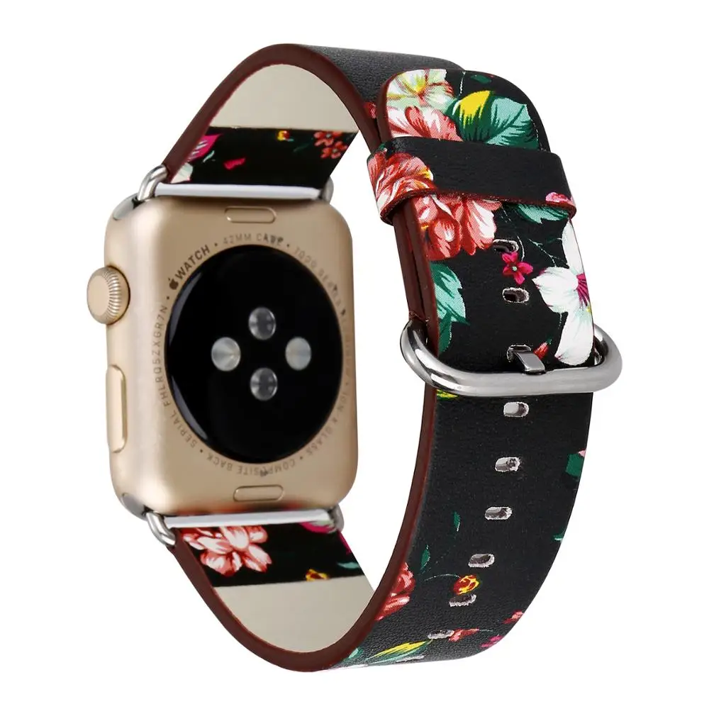 

Fashion Secret Garden Floral Leather Watchband For Iwatch 38/40/42/44/41/45mm Strap Bands 1/2/3/4G Wristband