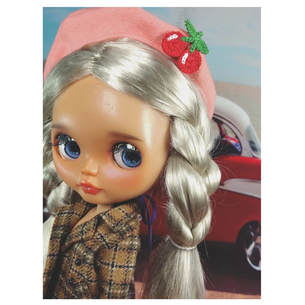 Модный винтажный шерстяной берет шапка с вишневым дизайном для куклы Blythe 1/6 12