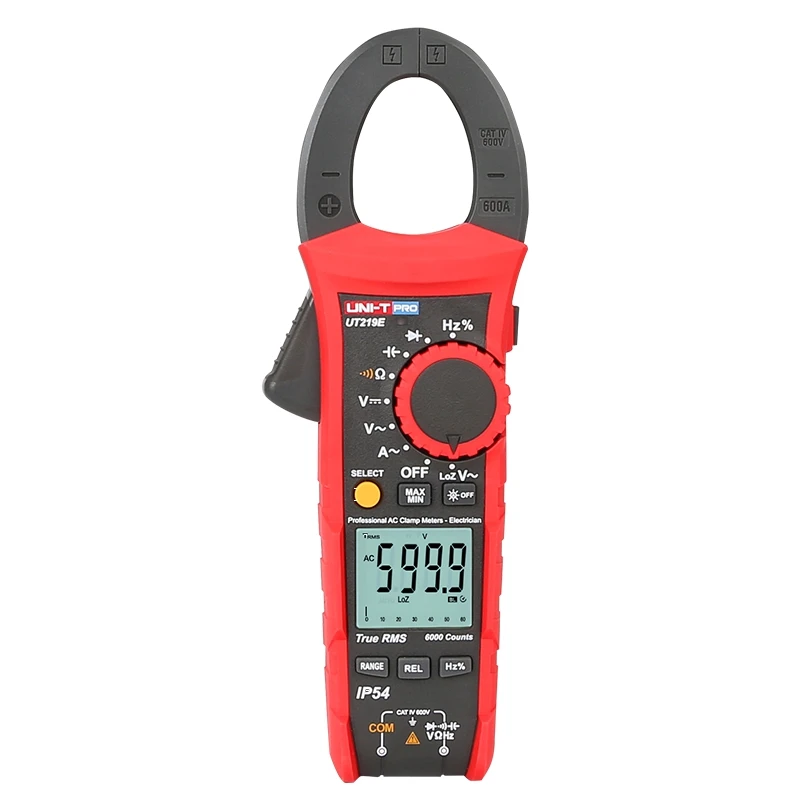 

UNI T UT219E True RMS клещи 600A мультиметр Аналоговый 6000 Граф AC DC напряжение ом измеритель частоты LoZ конденсатор Тест IP54 CE