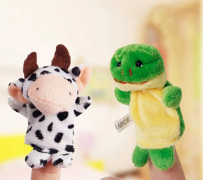 

10pcs Soft Plush Baby Educational Toys Kawaii Attractive Panda Rabbit Cartoon Animal Finger Puppets For Kids Children