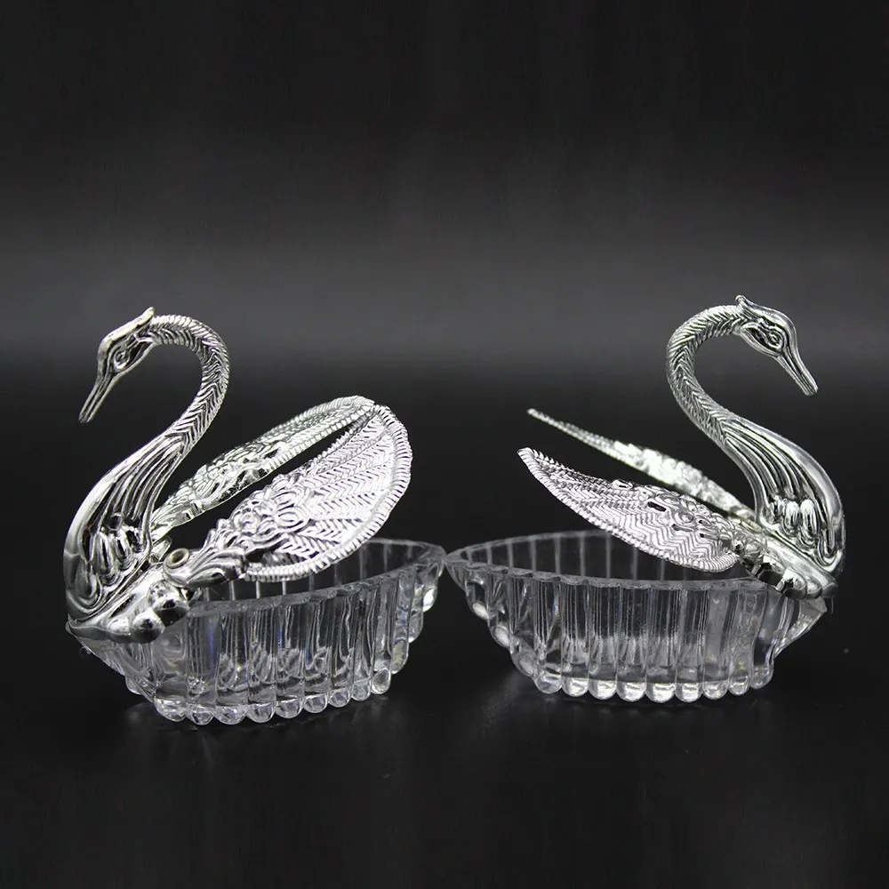 ONLY SILVER BOX 50 шт. акриловые свадебные Подарочные коробочки-лебеди Bomboniere коробка для конфет подарочные коробки - Цвет: ONLY SILVER BOX