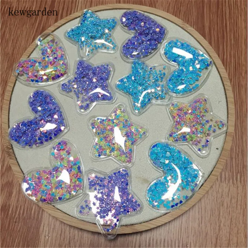 Kewgarden любовь звезды прозрачные зыбучие пески аксессуары для волос DIY шпильки для волос зажим Материал DIY ремесло принадлежности 5 см 15 шт