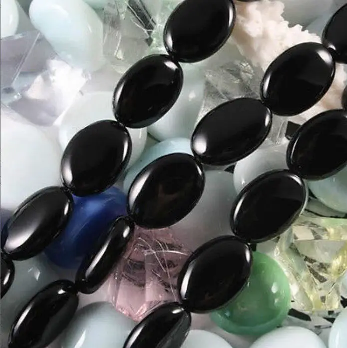 

10x14mm India Black Agate Onyx Loose Beads 15" #@
