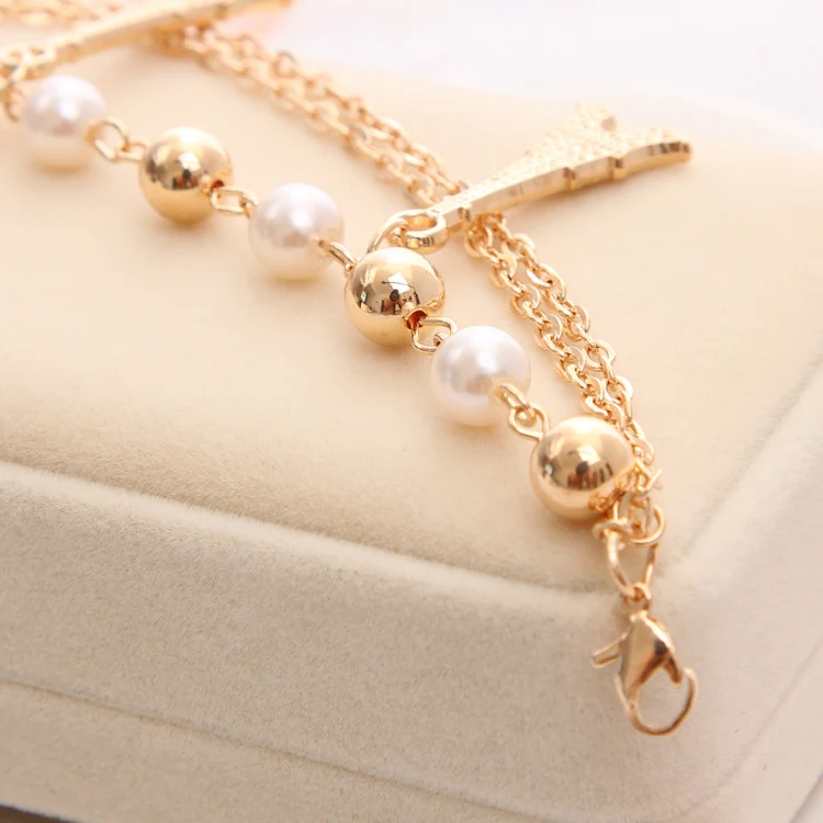Модные ювелирные изделия Многослойные браслеты с искусственным жемчугом Новые