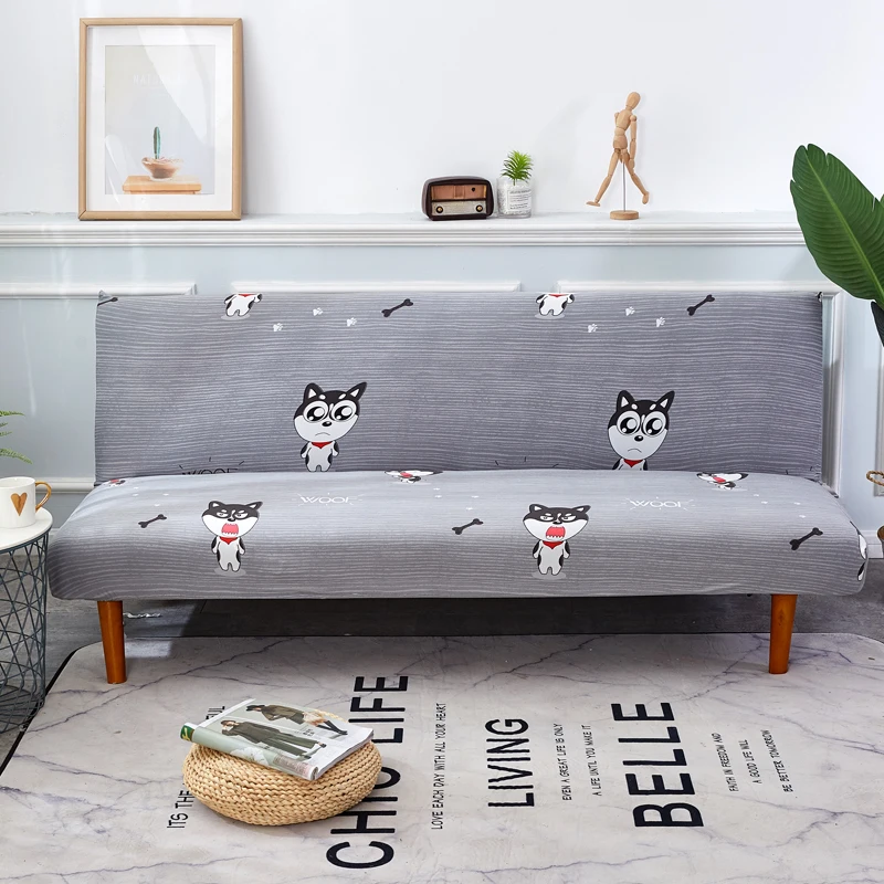 Папа и мима с принтом &quotХаски&quot стрейч секционный без подлокотников чехлы для