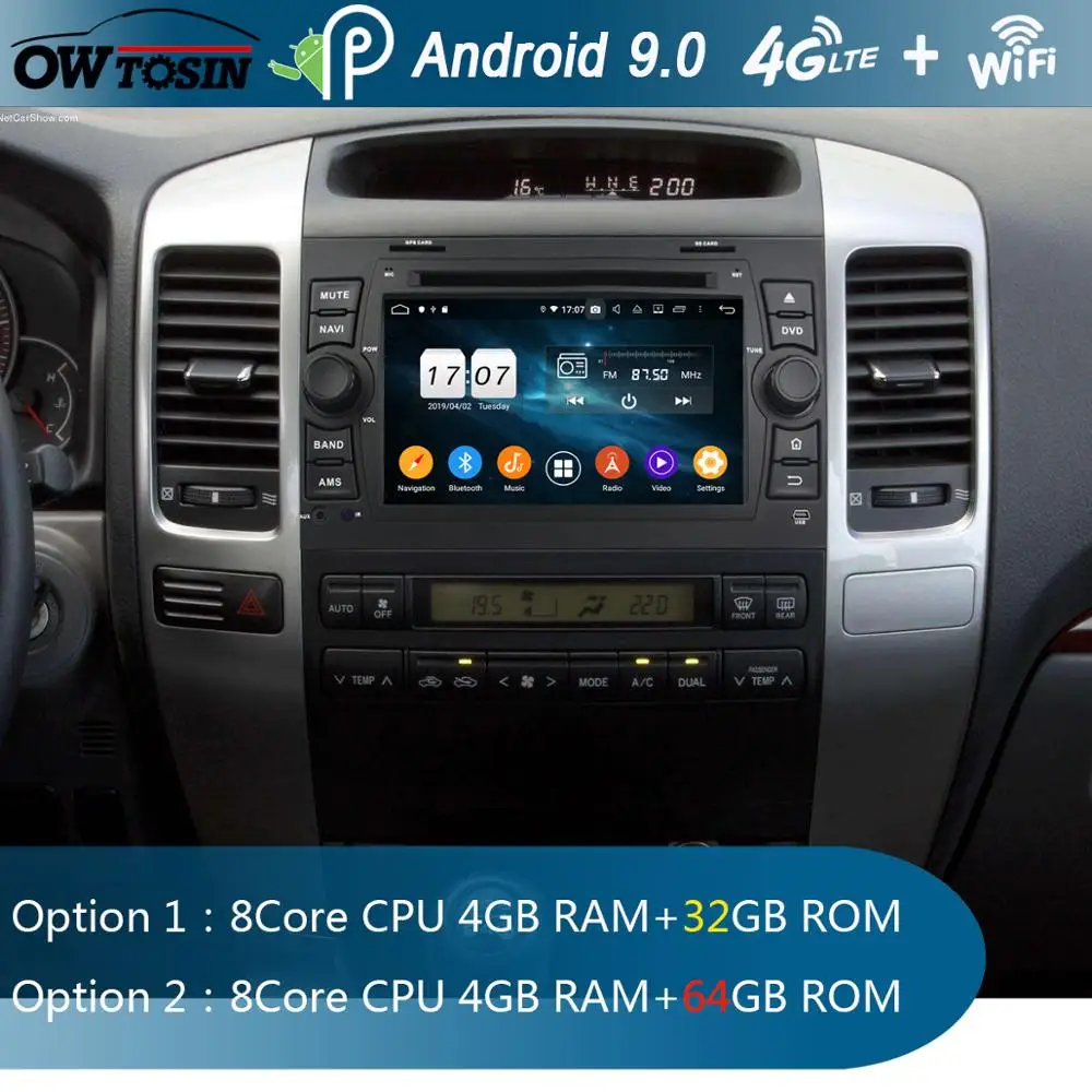 Автомобильный DVD-плеер 7 дюймов IPS 8 ядер 4 Гб + 64 ГБ Android 9 0 для Toyota Land Cruiser Prado LC120 2004-2010