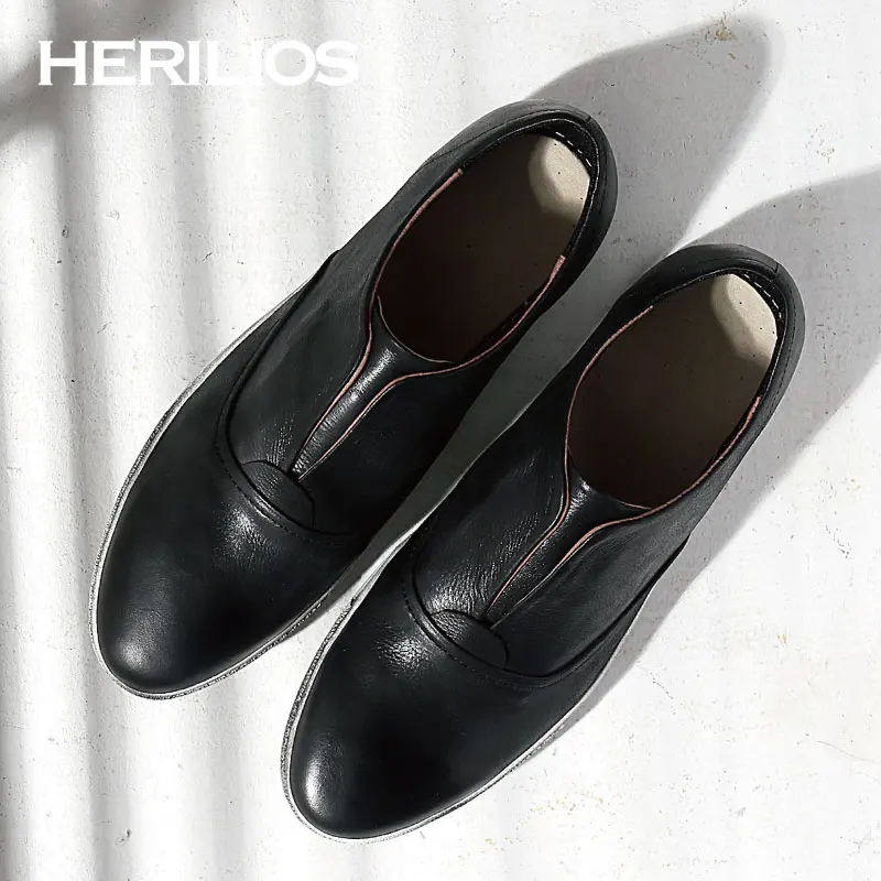 2016 Весна/Осень Herilios мужской Кожаный Brogue Платье Скольжения на loafer Вождения