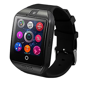 Черный Bluetooth Смарт часы Q18 с сенсорным экраном Поддержка TF sim-карты камера Smartwatch Q18S для телефона Android для мужчин шагомер носимых - Цвет: Черный