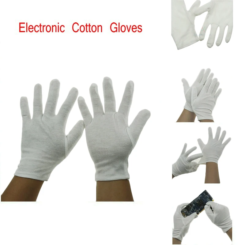 

AIDACOM 1 Pair Electronic Cotton Gloves 100% Cotton White Color CR0421
