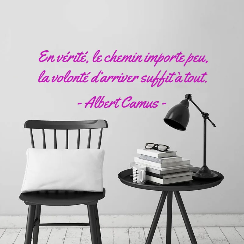 

Stickers Le Chemin And La Volonte Wall Decal Mural Art Wallpaper Living Room Home Decor Albert Camus Quote House Decoration