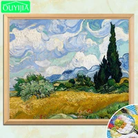 van gogh famous painting wheat field with cypresses 5d diy diamond painting full square diamond embroidery rhinestones picture