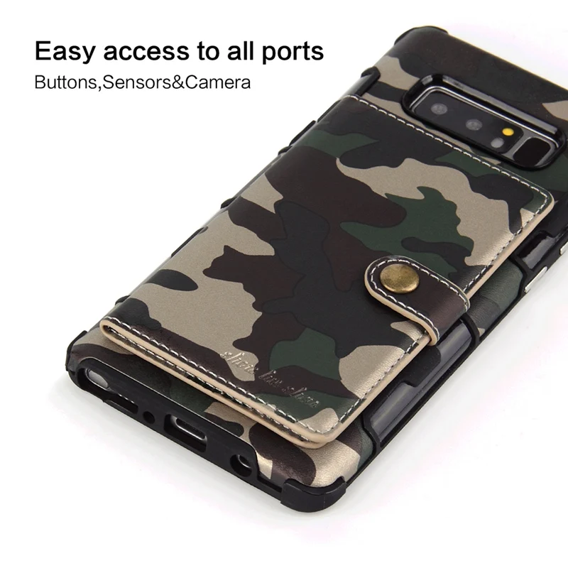 Роскошный армейский чехол Camoflage для Galaxy Note 9 8 S10e из искусственной кожи Samsung S9 S8 plus