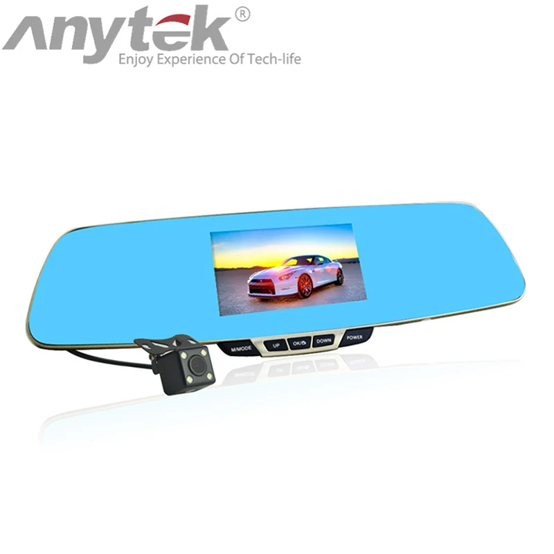 Автомобильный видеорегистратор anytek T6 с двумя объективами 1080P full hd синий