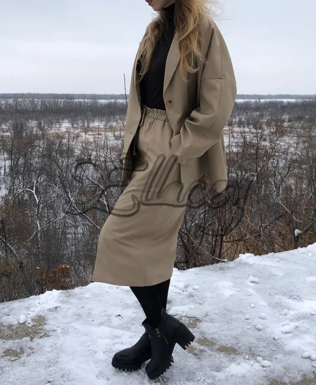 Ellacey, Весенняя мода, женские костюмы с юбкой, офисные, деловые, повседневные, ретро-костюмы, женский Блейзер, раздельная юбка, комплект из 2 предметов