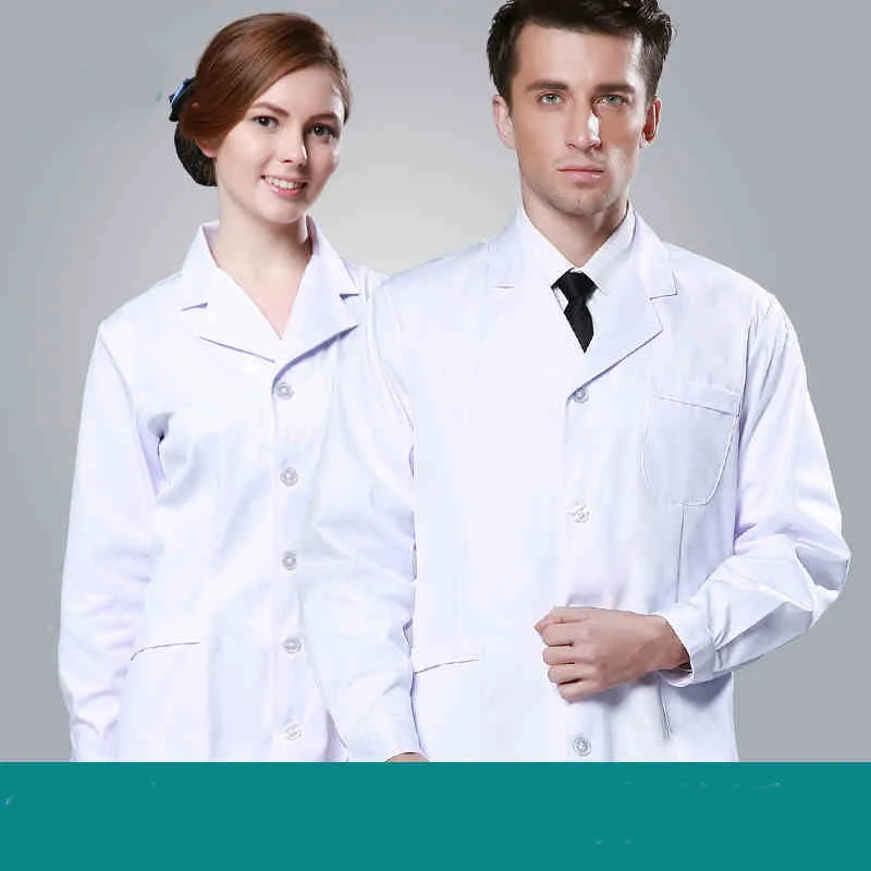 Белое пальто с длинным рукавом платье для врачей женское белое коротким мужской