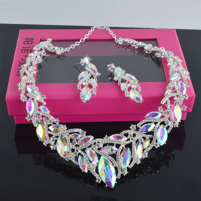 Модный Нежный Кристалл AB Цвет Ювелирные наборы для невесты Свадебная вечеринка
