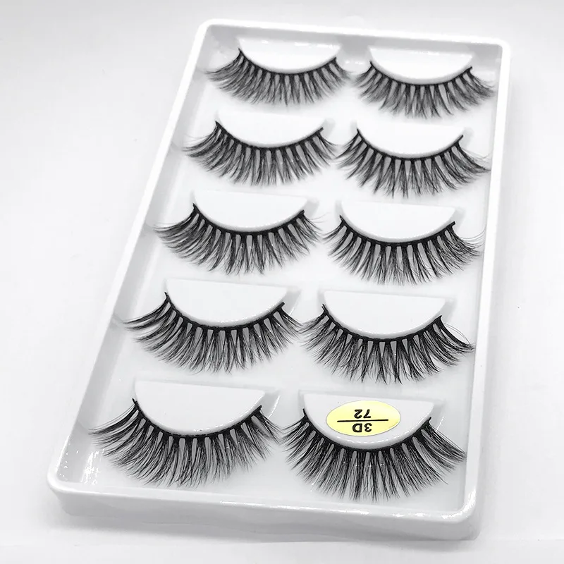 5 pairs False Eyelashes 3D Mink Fake Lashes Natural Long 1cm-1.5cm Full Strip 1 Box Makeup | Красота и здоровье