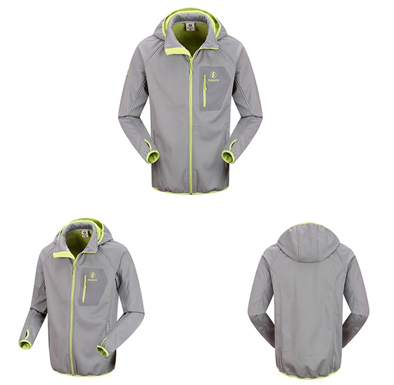 Beaume Outwear Outdoor Hooded Lightweight Windproof Grey Men's Winter Jacket Fleece Coat 51015 | Спорт и развлечения