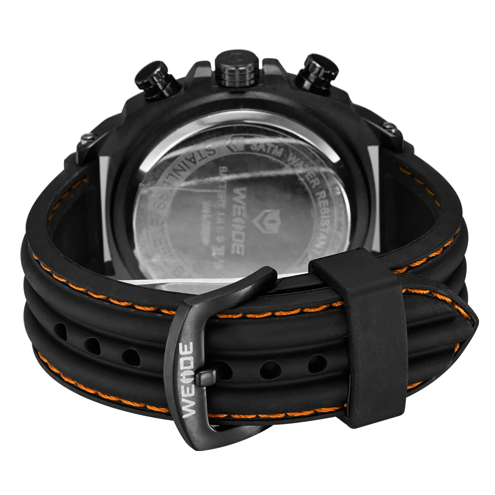 WEIDE Элитный бренд Для мужчин Спортивные часы кварцевые Светодиодные Военная Униформа Открытый Повседневное