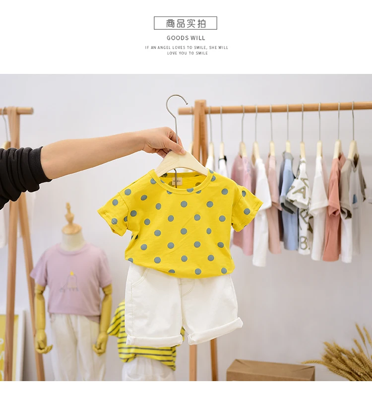 Летняя футболка с короткими рукавами и цветочным принтом для малышей футболки