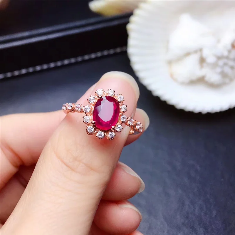 Only For Ring Аутентичные натуральные с подогревом голуби-кровавый Рубин Ювелирные наборы для женщин Свадебные 1.55Ct настоящие драгоценные камни хорошее ювелирное изделие S925 серебро#479 - Цвет камня: Only For Ring