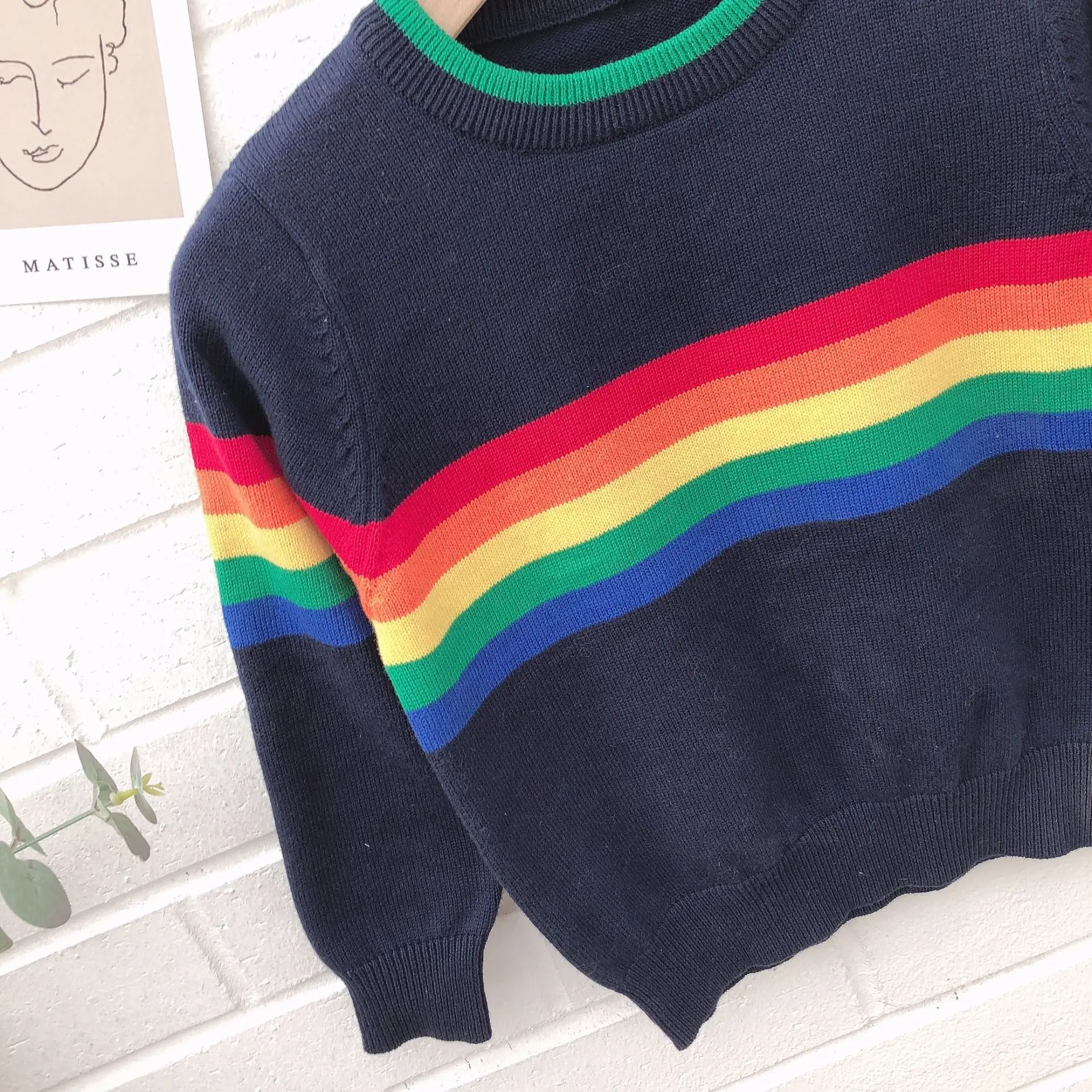 От 2 до 6 лет свитера для мальчиков и девочек с радужным принтом Свитера детей