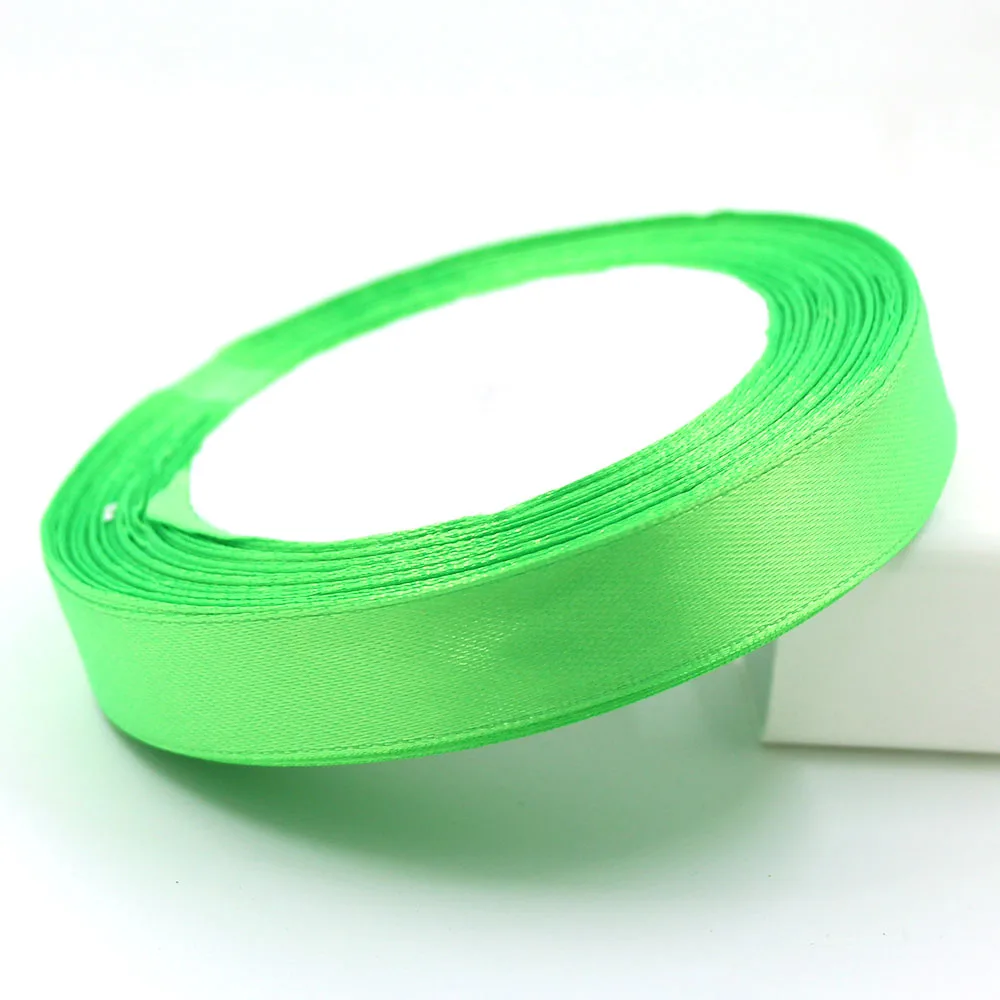 52Bright Green 25 ярдов/рулона твердая цветная корсажная лента с одиночными шопкинами атласных лент для свадьбы упаковка поставки DIY 6/10/12/15/20/25/38 мм - Цвет: 52Bright Green