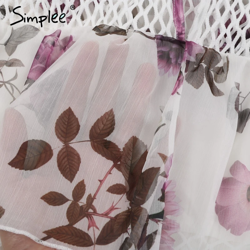 Simplee рюшами из сетчатого материала летнее платье Для женщин рукав фонарик