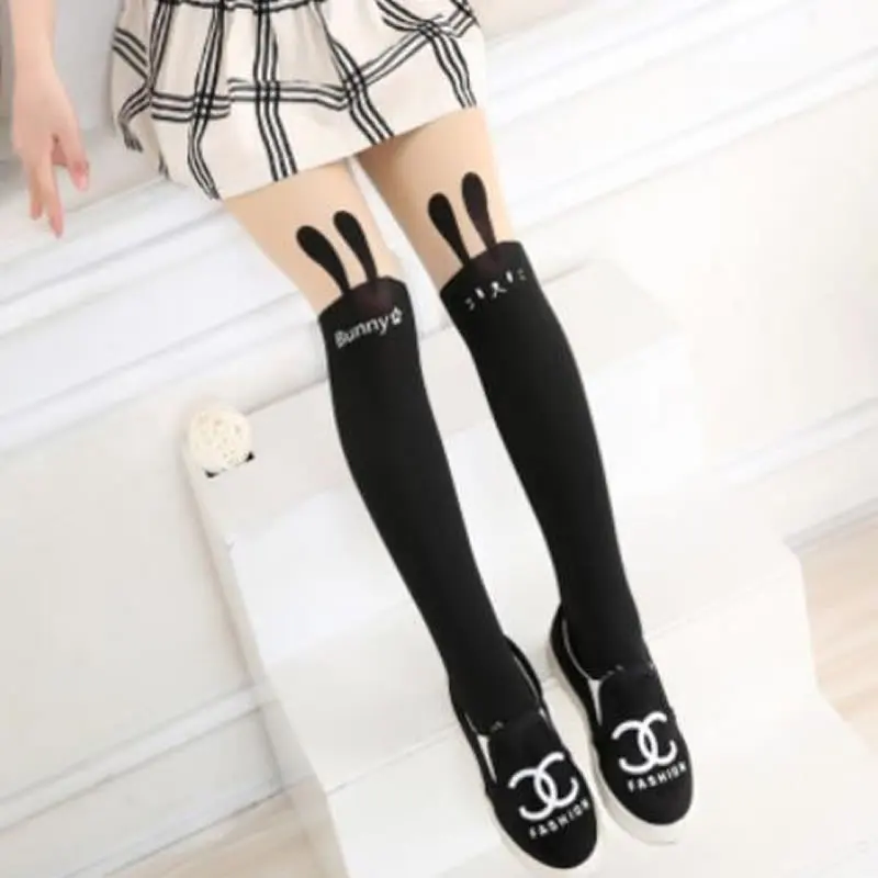 Леггинсы для девочек с принтом кролика студенческие колготки одежда детей весна