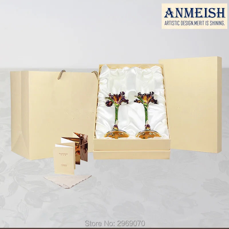 Роскошные Вина Стекло Hand Made эмали золотой Ирис художественный Дизайн-Хрусталь 220