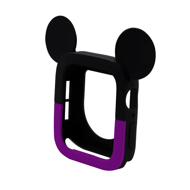 Black Purple Милые Мультяшные силиконовые часы Чехол 5 4 44 мм для apple watch ремешок 40 мм браслет ремешок для iwatch 3 2 1 42/38 мм протектор аксессуар - Цвет ремешка: Black Purple