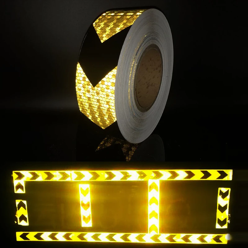 

50mm width shining reflective warning self-adhesive stikcer with color arrow printing for car